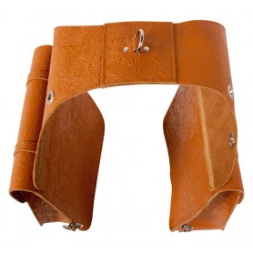 10218 Large Chestnut Tan Leather Tooled Western Saddle Bags