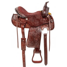 10407G Dark Brown Studded Gaited Western Horse Saddle Tack 14 16