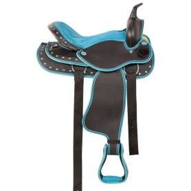 10410 Turquoise Synthetic Western Trail Horse Saddle Tack 15 17