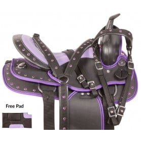Purple Synthetic Western Trail Horse Saddle Tack 14
