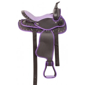 Purple Synthetic Western Trail Horse Saddle Tack 14