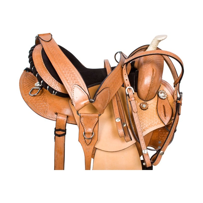 Details about   Synthetic Western Horse Saddle Headstall,Breast Collar+Saddle Pad Size 15 to 18 