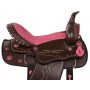 Pink Brown Synthetic Pleasure Trail Horse Saddle Tack 14 16