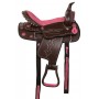 Pink Brown Synthetic Pleasure Trail Horse Saddle Tack 14 16