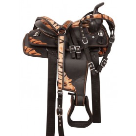 10503 Tiger Print Western Synthetic Youth Pony Saddle Tack 10 13