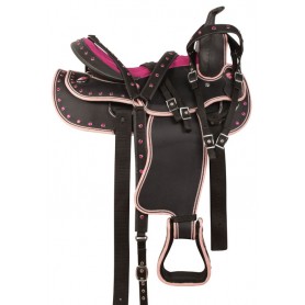 10501 Pink Crystal Synthetic Western Horse Trail Saddle Tack 14 15