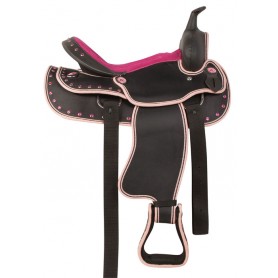 10501 Pink Crystal Synthetic Western Horse Trail Saddle Tack 14 15