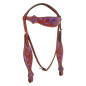 Purple Crystal Concho Western Horse Headstall Tack Set