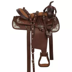 10520 Synthetic Brown Silver Trail Show Horse Saddle Tack Set