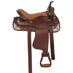 10520 Synthetic Brown Silver Trail Show Horse Saddle Tack Set