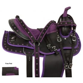 10521 Purple Crystal Western Pleasure Trail Horse Saddle Tack 14 17