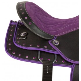 10521 Purple Crystal Western Pleasure Trail Horse Saddle Tack 14 17