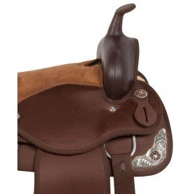 Synthetic Brown Silver Trail Mule Saddle Tack 15