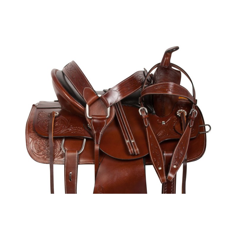 Brown Western Pleasure Trail Ranch Horse Saddle Tack 15