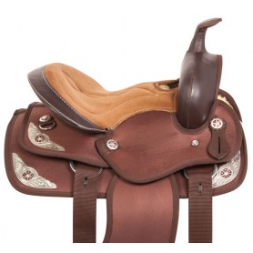 10731 Brown Silver Western Pony Kids Youth Saddle Tack 10"