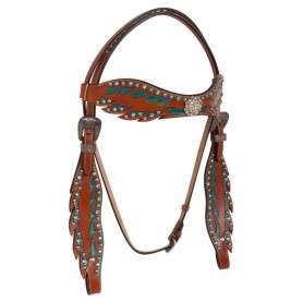 10809 Turquoise Wing Breast Collar Headstall Horse Western Tack Set