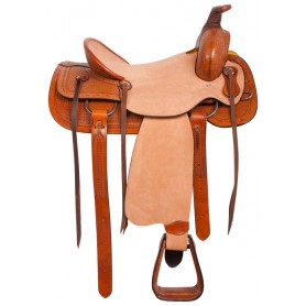 10757 Rough Out Western Ranch Roping Leather Horse Saddle 16 18