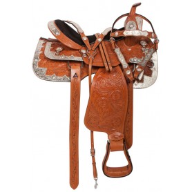10767 Chestnut Leather Western Pleasure Show Horse Saddle Tack 16