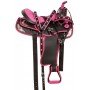 Pink Silver Western Synthetic Trail Horse Saddle Tack 16