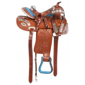 10774W Blue Cowgirl Up Barrel Western Horse Saddle Tack 14 16