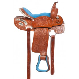 10774W Blue Cowgirl Up Barrel Western Horse Saddle Tack 14 16