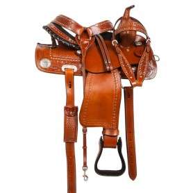 10777 Crystal Leather Western Barrel Horse Saddle Tack 14 16