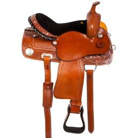 10777 Crystal Leather Western Barrel Horse Saddle Tack 14 16