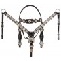 Black Crystal Leather Silver Buckle Style Western Horse Tack Set