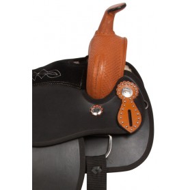 10785 Black Hand Tooled Dura Leather Western Saddle tack 15 18