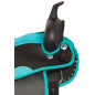 Teal Crystal Dura Leather Western Trail Saddle Tack 16