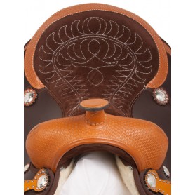 10786 Hand Tooled Brown Dura Leather Western Trail Saddle Tack 15 18