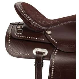 10792 Brown Silver Studded Western Show Trail Horse Saddle 15 18