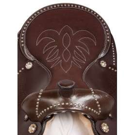 10792 Brown Silver Studded Western Show Trail Horse Saddle 15 18