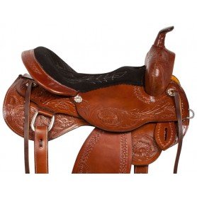 10812 Tooled Western Leather Trail Endurance Horse Saddle Tack 15 18