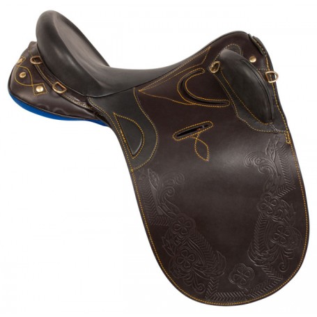 Beautiful Tooled Black Brown Australian Horse Saddle