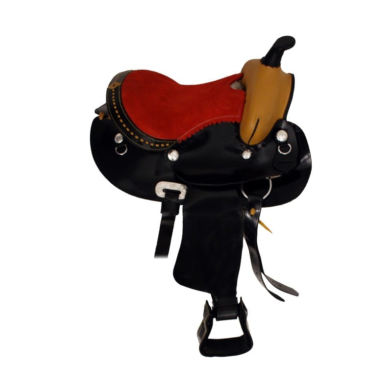 New 11 Black Buckstitch Trail Pony Kids Child Saddle Red Seat
