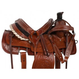 10828 Western Tooled Ranch Roping Leather Horse Saddle Tack 15 18
