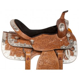 Beautiful Hand Carved Western Tan Show Horse Saddle 16