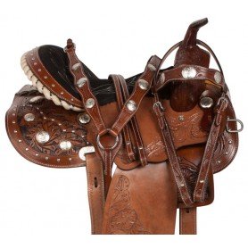 10830A Crystal Arabian Western Leather Barrel Horse Saddle 14 16