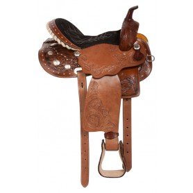 10830A Crystal Arabian Western Leather Barrel Horse Saddle 14 16