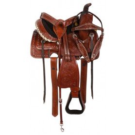 10838M Western Youth Kids Leather Roping Miniature Saddle Tack 10