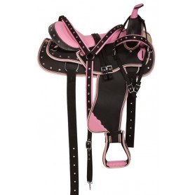 10848 Pink Crystal Show Western Synthetic Horse Saddle Tack 17"