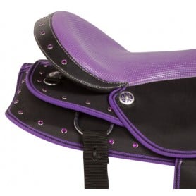 10846 Purple Synthetic Crystal Show Western Horse Saddle 18"