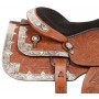 Hand Carved Silver Plated Western Horse Saddle Tack 16"