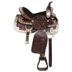 10856 Dark Brown Silver Show Western Leather Horse Saddle 14 18