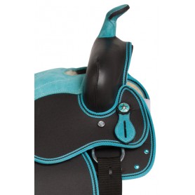 10902 Turquoise Kid Seat Western Synthetic Horse Saddle Set 10 13