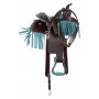 10" Turquoise Fringe Brown Western Horse Saddle Tack