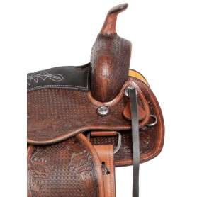 10938 Hand Carved Antique Oil Western Pleasure Horse Saddle 15 16