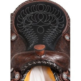 10939 Antique Silver Studded Western Leather Horse Saddle 15 16