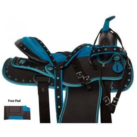 Two Tone Blue Western Synthetic Show Horse Saddle 15